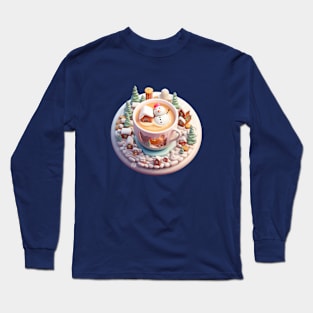 Kawaii snowman cappuccino Long Sleeve T-Shirt